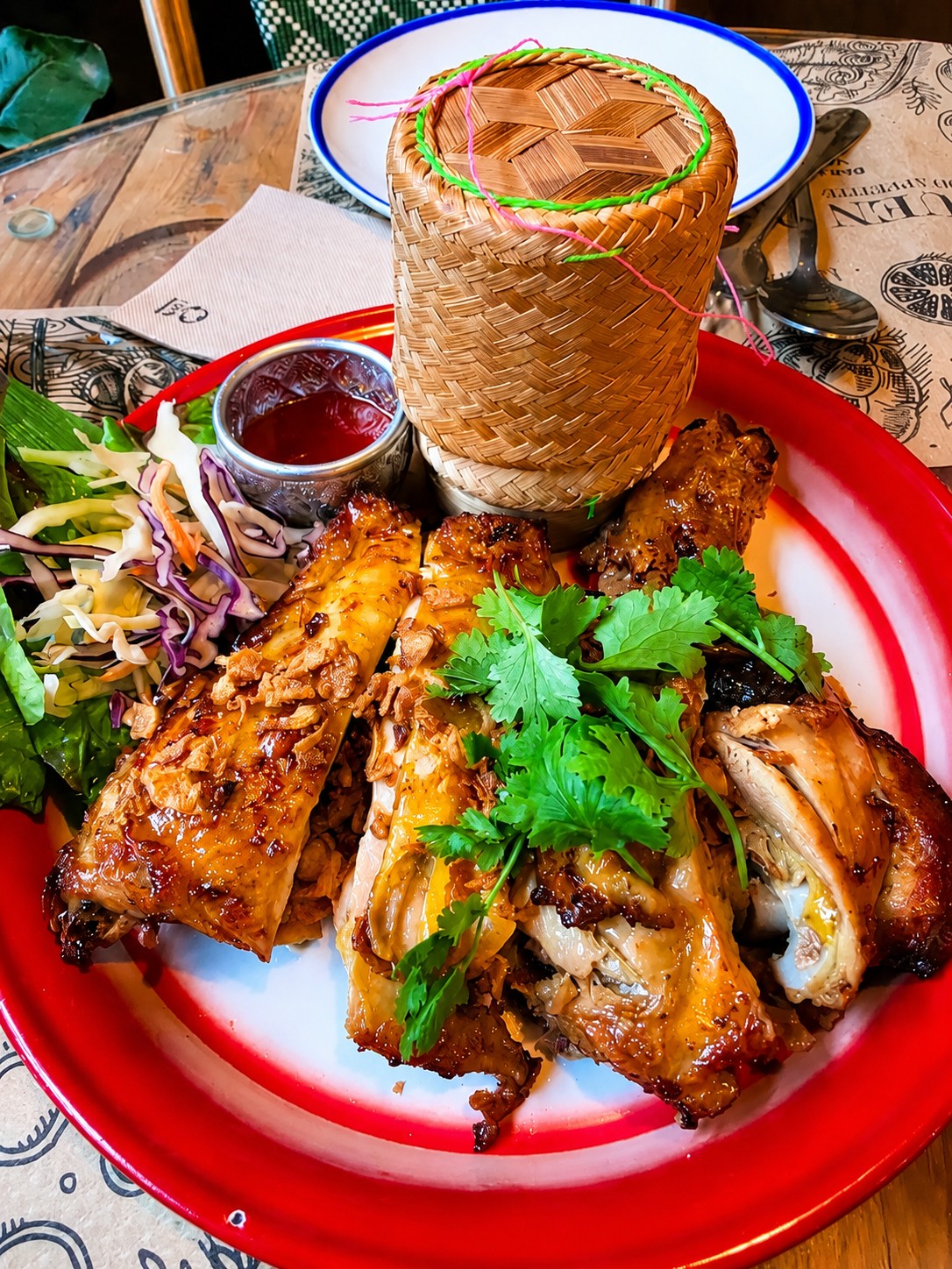 Grilled chicken with a sticky-rice basket at THAI ISAAN